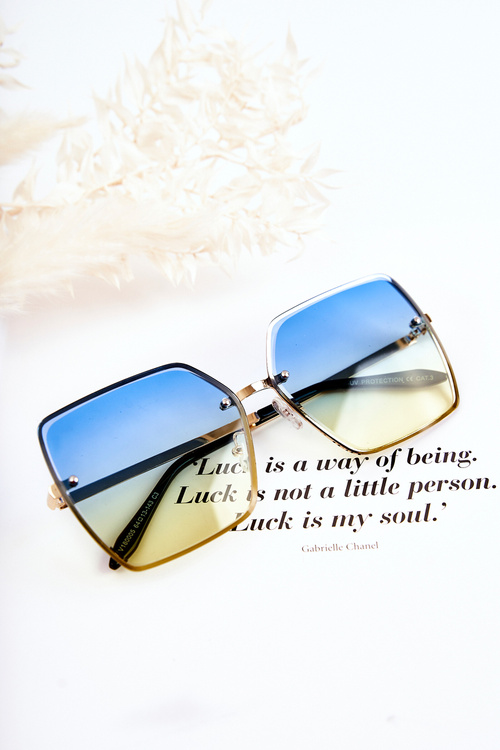 Великі квадратні сонцезахисні окуляри V180005 Синьо-жовті