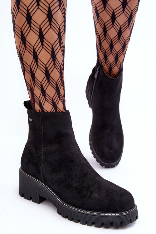 Замшеві чоботи на плоскій підошві з м'якою устілкою Чорні Neafgi