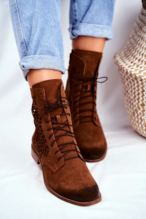 Жіночі черевики на плоскому каблуці шкіряний Camel Meridan