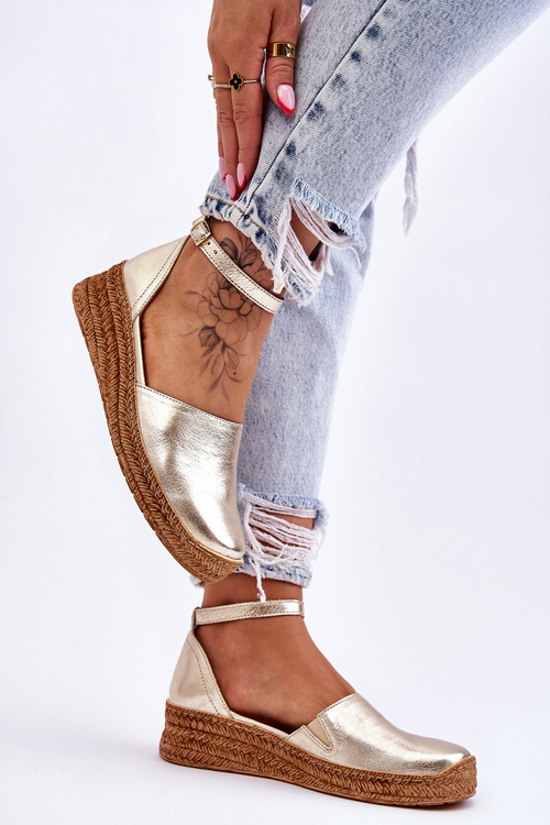 Жіночі шкіряні босоніжки еспадрільї Golden Moise