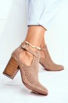 Чоботи жіночі на шпильці замшеві ажурні бежеві Morrena