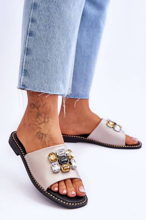 Жіночі босоніжки з камінням S.Barski KV-2775-31 Nude