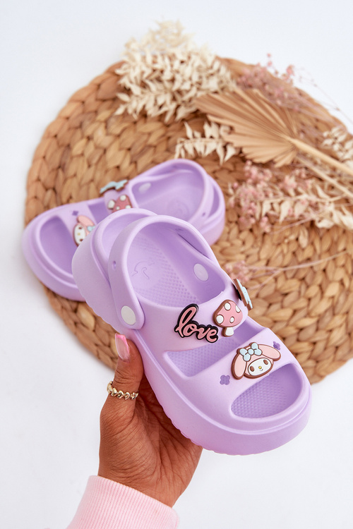 Легкі дитячі пінопластові босоніжки з фіолетовим декором Ifrana