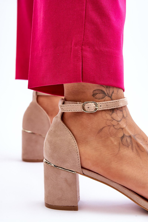 Замшеві босоніжки на високих підборах з декоративними косами Бежеві Azela