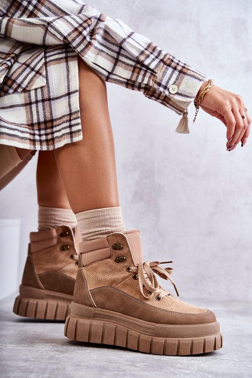 Зручні черевики на платформі темно-бежеві Sanchio