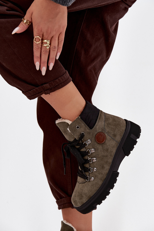 Обігріті жіночі трапери на платформі темно-зелені Zaraine