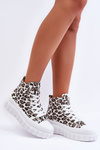 Жіночі високі кросівки з леопардовим малюнком білі Florensi