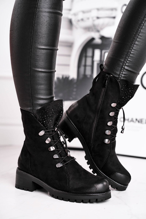 Чоботи жіночі теплі чорні біпер