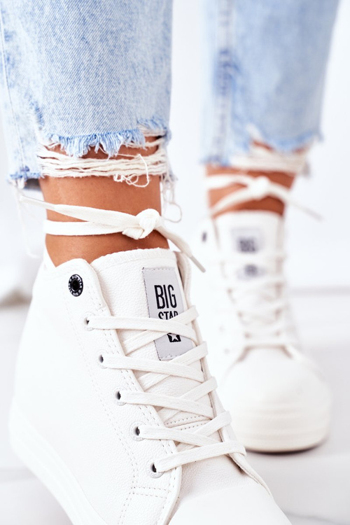 Шкіряні кросівки на танкетці Big Star EE274128 Білі