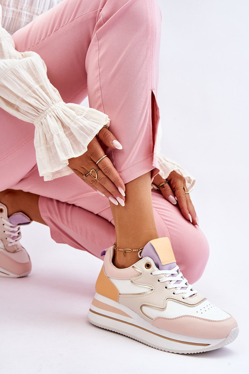 Модне шкіряне спортивне взуття біло-бежевого кольору Roen