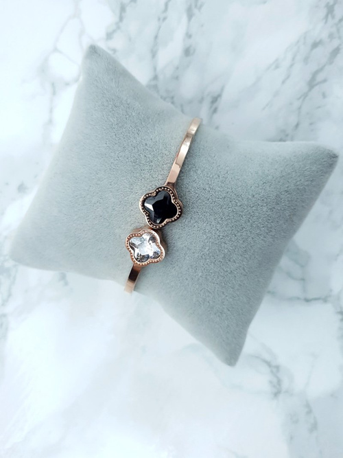 Жіночий сталевий браслет з двома цирконами, рожеве золото Beluci