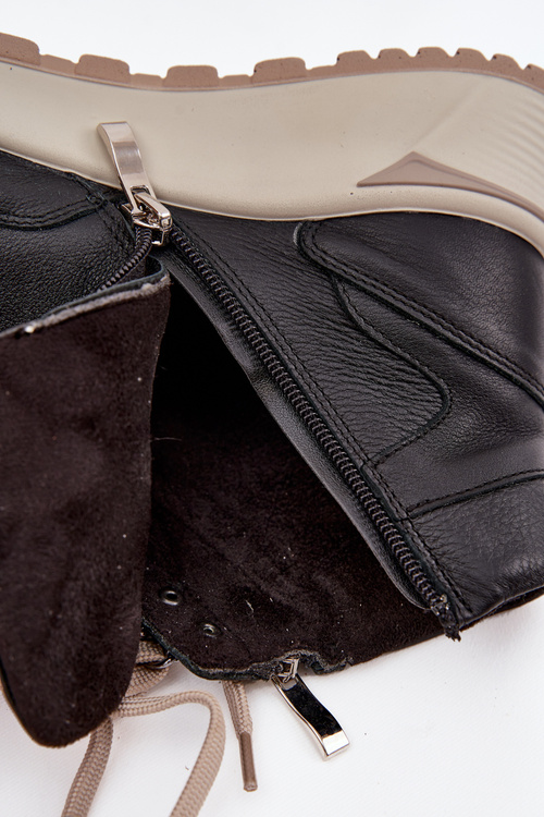 Жіночі спортивні чоботи на платформі з натуральної шкіри Zazoo Z1239 Чорні