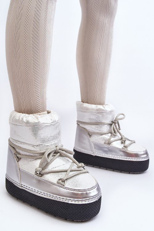 Жіночі зимові черевики зі срібною шнурівкоюsa