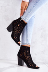 Ажурні чоботи на шпильці Чорні Бретань