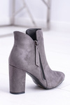 Жіночі сірі чоботи на шпильці замшеві Egida