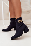 Жіночі Чоботи На Каблуку З Золотим Деталем Zazoo 3128 Чорні