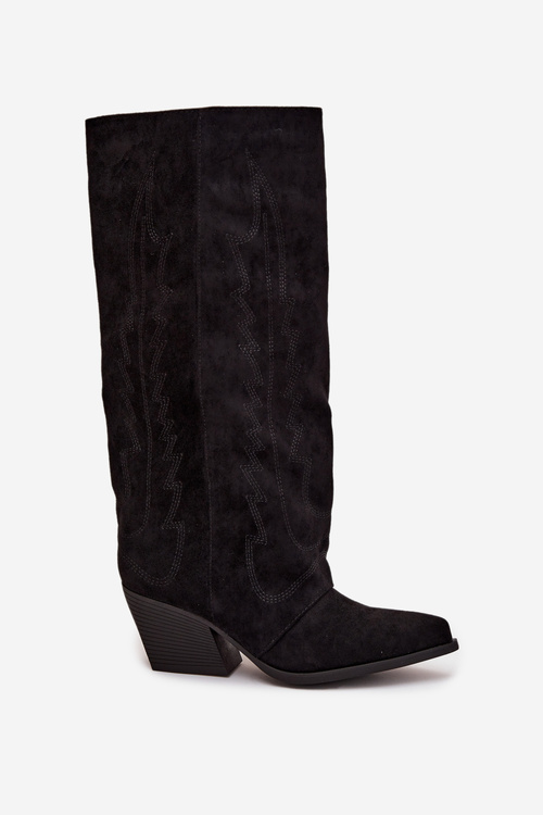 Жіночі ковбойські чоботи з блискавкою Чорні Isalina