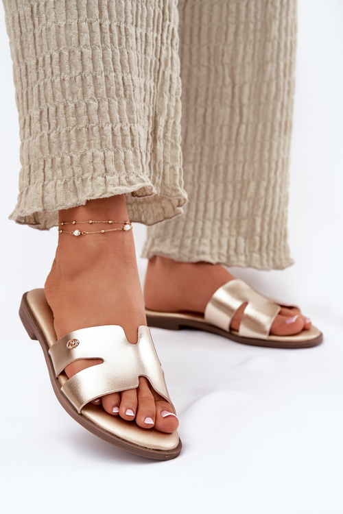 Жіночі Плоскі Сандалі З Еко Шкіри Золоті Firvania