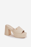 Жіночі Сандалі З Еко Шкіри На Каблуку І Платформі Світло Бежеві Tamirella