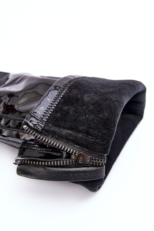 Лаковані чоботи на масивній платформі з блискавкою Чорний Рінго