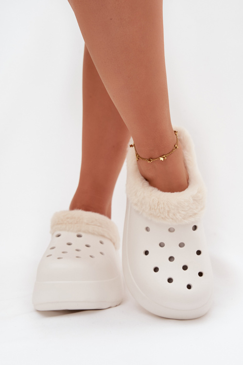 Жіночі капці з хутром білі Palvine