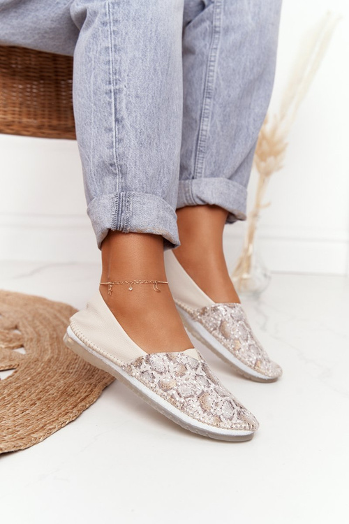 Жіночі шкіряні балетки Maciejka Beige-Gold 01930-81