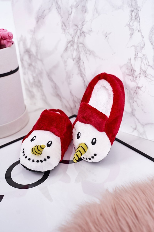 Дитячі новорічні тапочки зі сніговиком Red Xmas