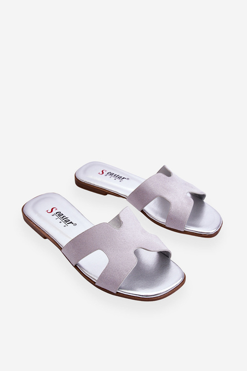 Жіночі класичні замшеві тапочки Evana сірого кольору