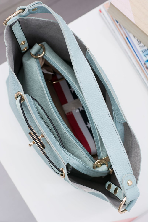 Бірюзова жіноча сумочка через плече формату А4