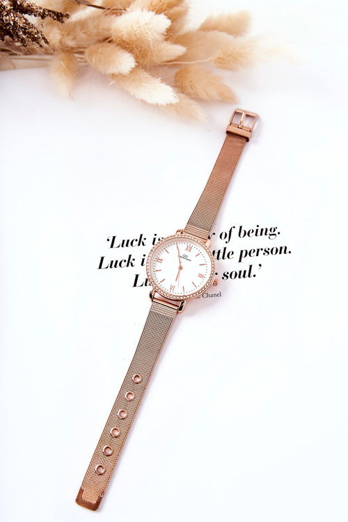 Жіночий годинник з цирконами на сітчастому браслеті Giorgio&Dario Champagne