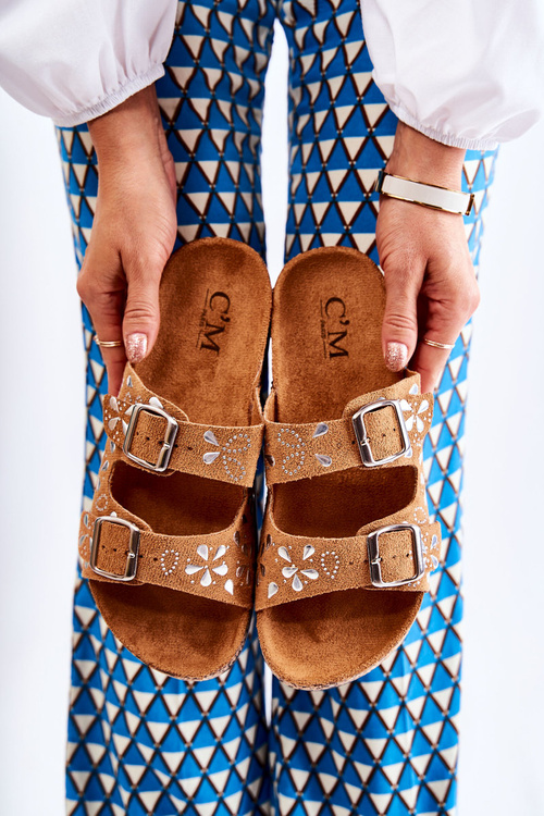 Замшеві тапочки зі стразами Коричневий Dalvio