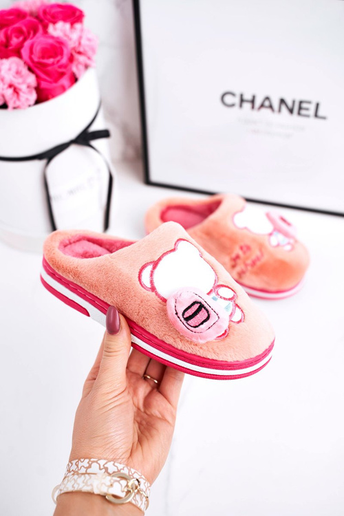 Дитячі домашні тапочки з ведмедиком яскраво-рожевий Go To School