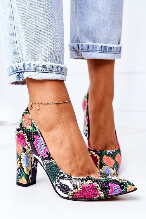 Шкіряні човники зі змійковим візерунком Lewski Shoes 2453 Барвисті