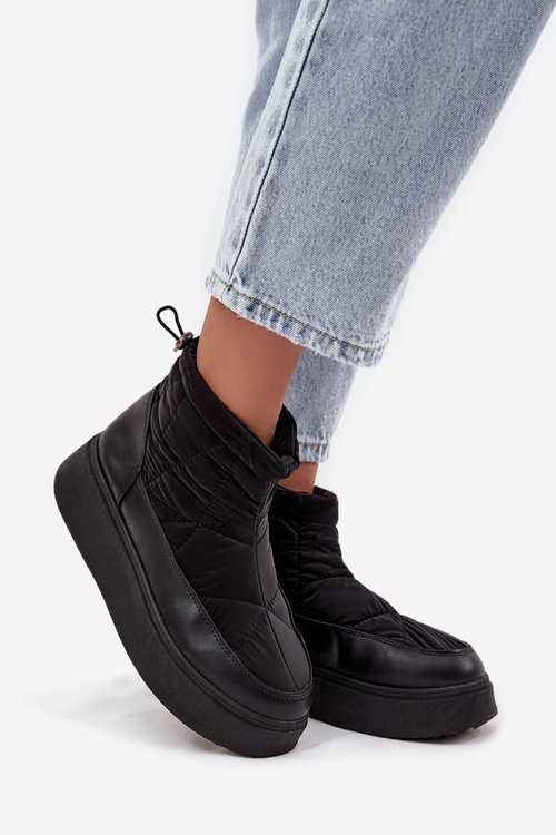 Жіночі зимові черевики на платформі з хутром чорні Tahlira