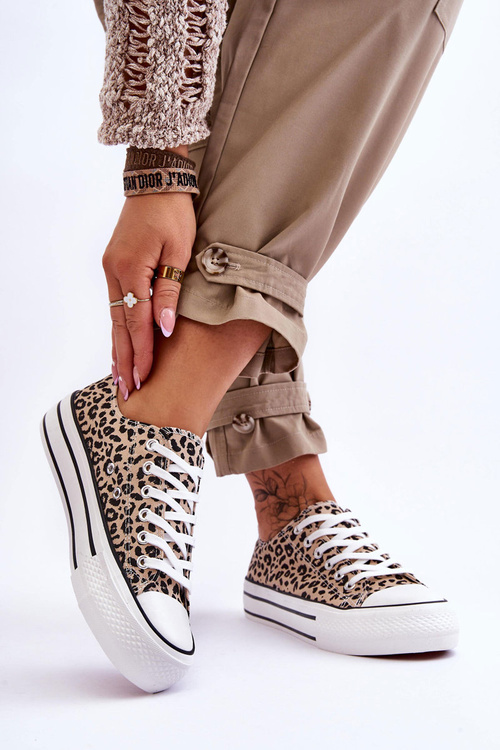 Жіночі кросівки на масивній платформі бежево-чорного кольору