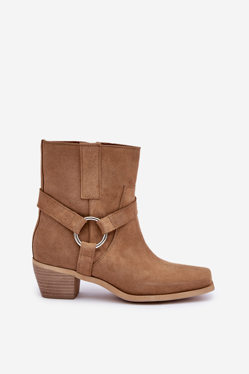 Чоботи З Природного Замшу На Каблуці Бежеві Zazoo 3444/2