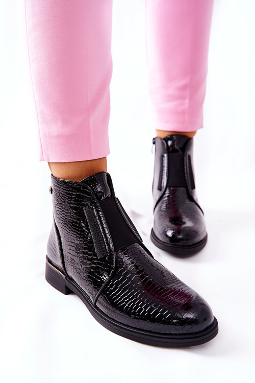 Лаковані чоботи на блочному каблуці Sergio Leone BT400 Чорні