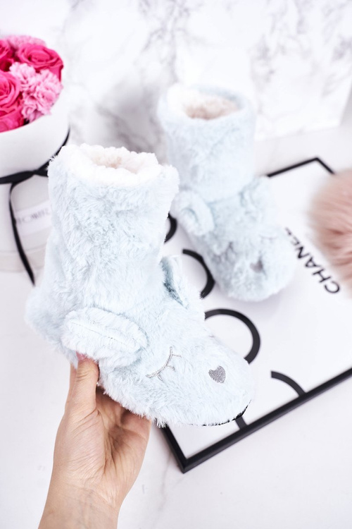 Дитячі утеплені домашні тапочки світло-блакитна соня