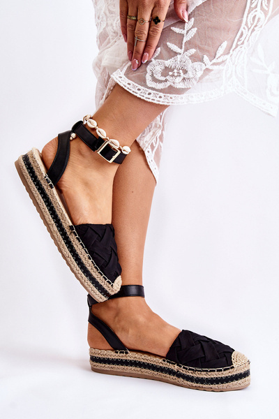 Жіночі босоніжки еспадрільї на платформі чорні Susane