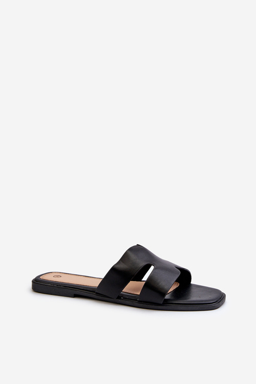 Жіночі плоскі тапочки з вирізами Чорні Fiviama