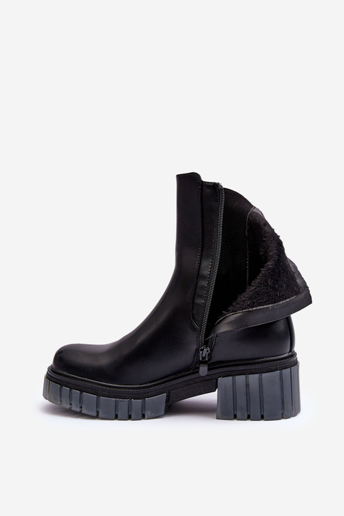 Шкіряні ботильйони на товстій підошві Чорні Apetrius