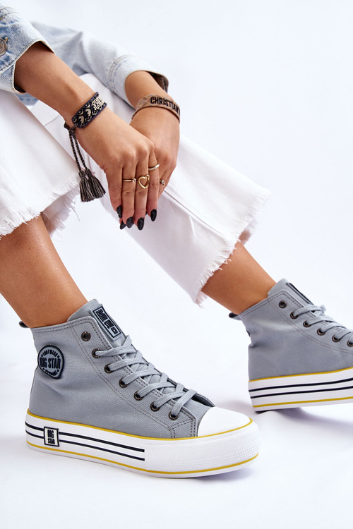 Жіночі високі текстильні кросівки на платформі Big Star LL274188 Світло-блакитні