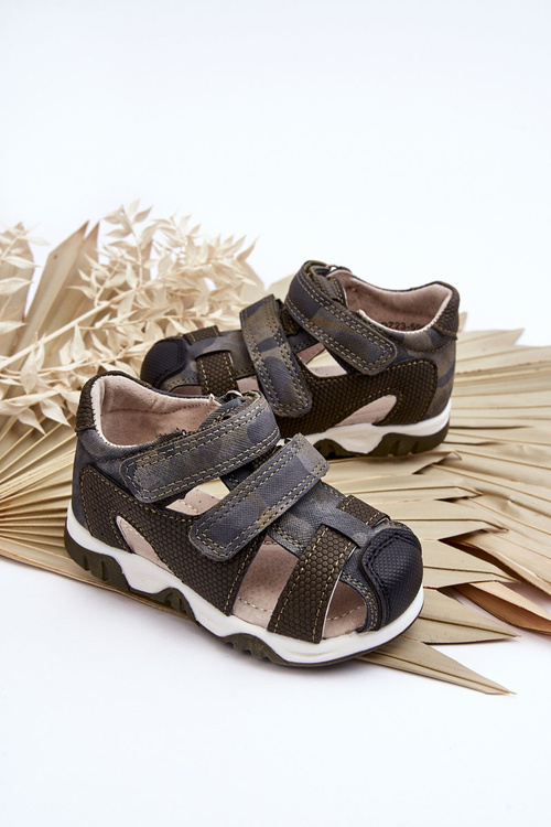 Дитячі босоніжки на липучці темно-зелений сокіл