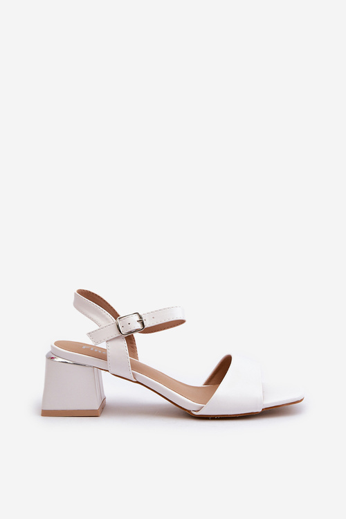 Жіночі білі босоніжки Leisha на каблуці зі штучної шкіри