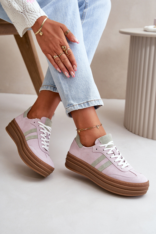 Жіночі замшеві кросівки на платформі Zazoo N1068S4 фіолетового кольору