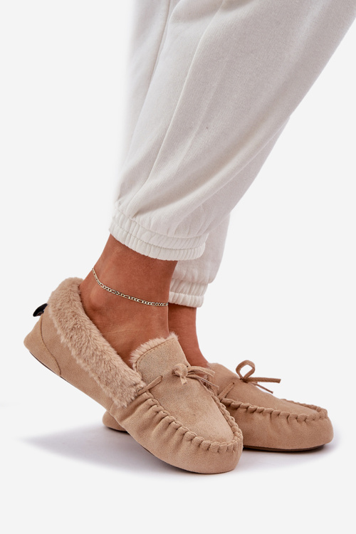 Мокасини Жіночі З Шерстю Бежеві Kleogoria