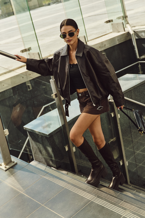 Жіночі чоботи з масивним каблуком і платформою Slip-On Коричневі Florinne