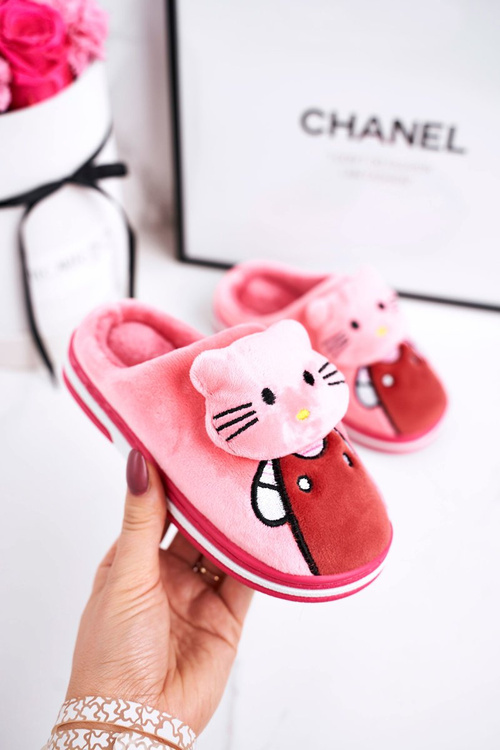 Дитячі утеплені домашні тапочки Bright Pink Kitty