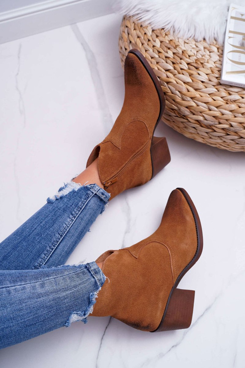 Жіночі верблюжі замшеві ковбойські чоботи Barski 1638