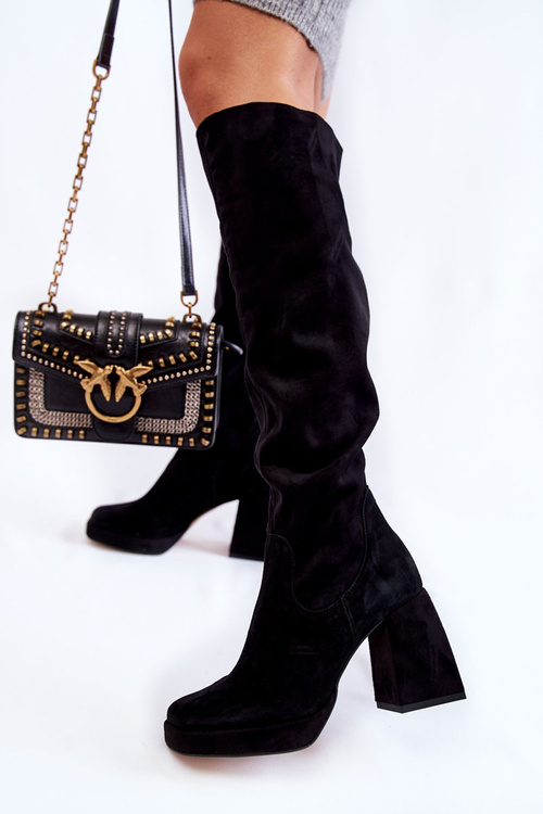 Жіночі замшеві чоботи Kessler чорного кольору